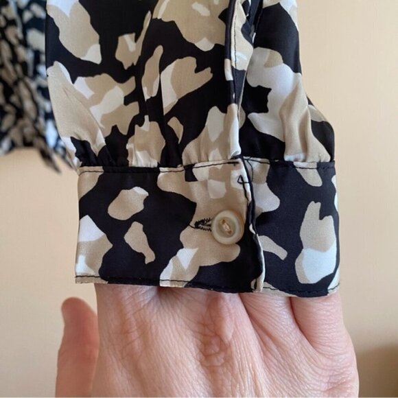 Vintage Jessica Puff Sleeve Animal Print Button Front Silky Blouse Size Large - Picture 7 of 13